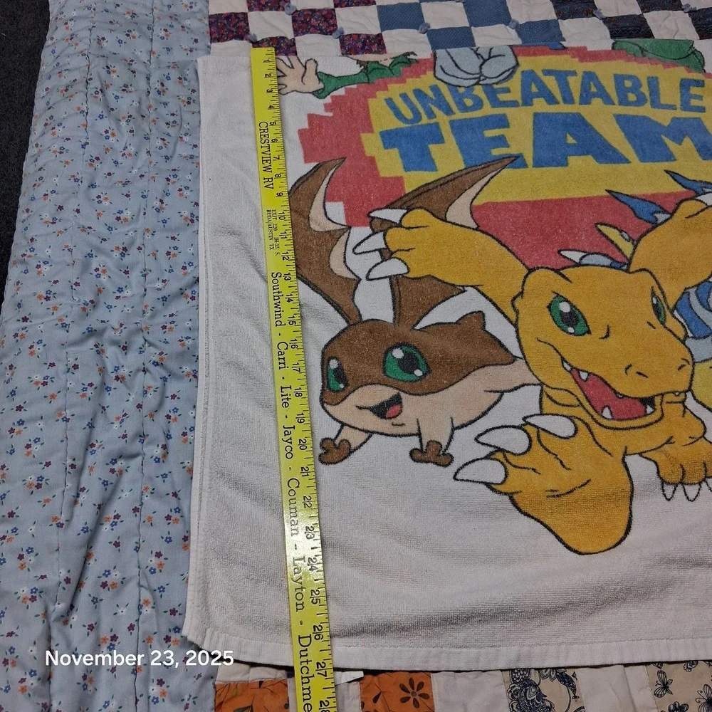 Vintage Digimon Digital Monsters Bath Towel Y2K 2000 Unbeatable Team H2F‎
